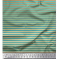 thumbnail image 1 of Soimoi Orange polyester Crepe Fabric Horizontal Stripe Printed Fabric 1 Yard 42 Inch Wide, 1 of 3