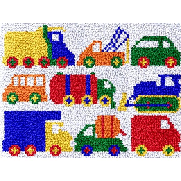 Latch Hook Kits Rug DIY Engineering Vehicle Cushion Tapestry Making Crochet Hook Mat Making Kits Color Preprinted Pattern Canvas DIY Carpet Needlework Crochet Kits Sofa Decor 52x38cm