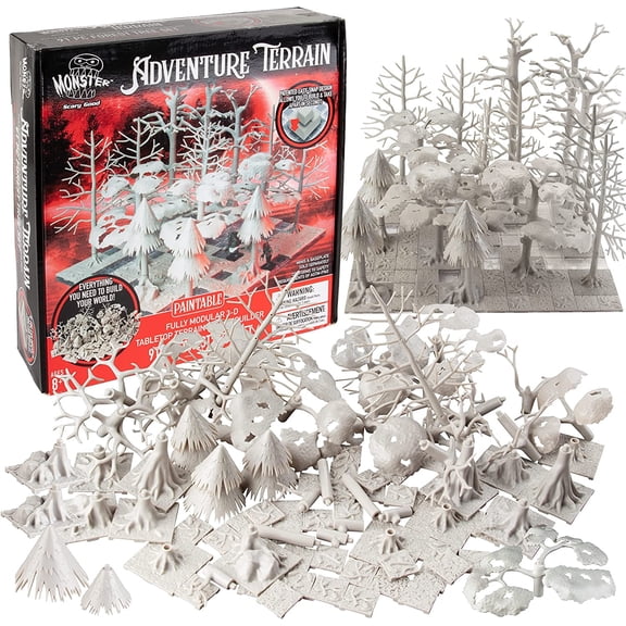 Monster Adventure Terrain 91Pc Paintable Forest Tree Set Fully Modular, Stackable 3D Table Top World Builder-Use Alone or w/ Other Sets- Compatible with DND Dungeons Dragons, Pathfinder & All RPG