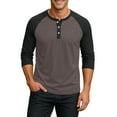 thumbnail image 2 of Fabrcox Men 3/4 Sleeve Shirt Raglan Henley Shirts for Men Workout Running Athletic Big and Tall Spring Color Block Men Tops, 2 of 7