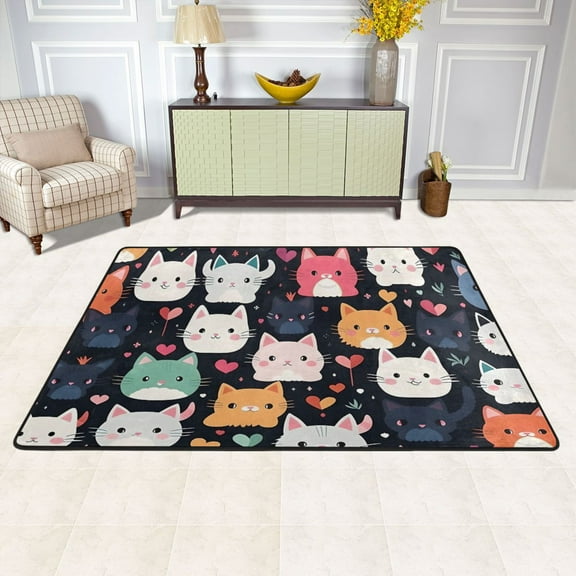 Cats Animals Area Floor Mats Soft Large Nursery Rugs Non-Slip Foam Carpets Living Room Doormat for Bedroom Dinning Decor 36" x 24"