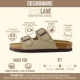thumbnail image 2 of Cushionaire Lane Cork Footbed Sandals for Women – Comfortable Double Buckle Slip-On with Genuine Suede Footbed & Arch Support Slides for Women Footwear, 2 of 18