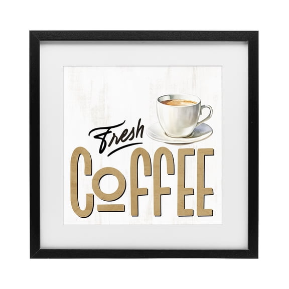 Stupell Industries Fresh Hot Coffee Black Framed Print Under Glass, design by Kim Allen