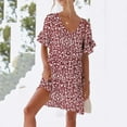 thumbnail image 6 of Summer Fashion Dresses for Womens 2025 Plus Size Casual Dress Sweet Cute V-Neck Dress Pocket Printed Short Sleevele Ruffle Dress, 6 of 8