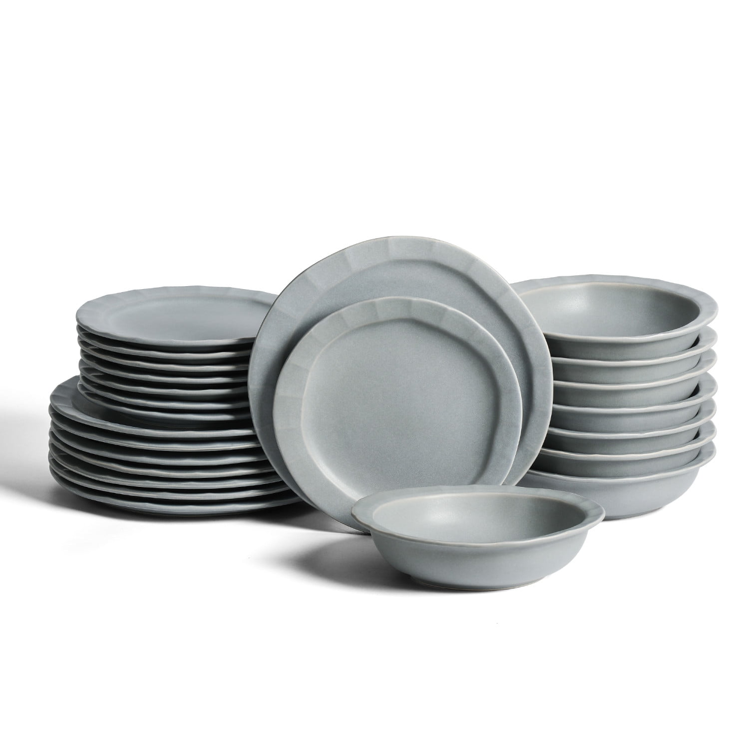 Stone Lain Oasis 24-Piece Dinnerware Set Stoneware, Grey Blue