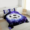 thumbnail image 3 of Homewish Soxxer Sport Game Full Size Comforter Sets,Football Lovers Bedding Comforter Set,Purple White Bedding Sets For Boys Kids,Super Cozy Room Decor Reversible,3 Pieces, 3 of 8