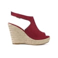 thumbnail image 3 of BLISSFUL STEP Mother's Day Women's Peep Toe Slingback Platform Wedge Heel Sandals Burgundy 5.5, 3 of 7