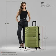 InUSA AURUM 28 Hardside Lightweight Checked Luggage with Spinner Wheels, Handle and Trolley, Green