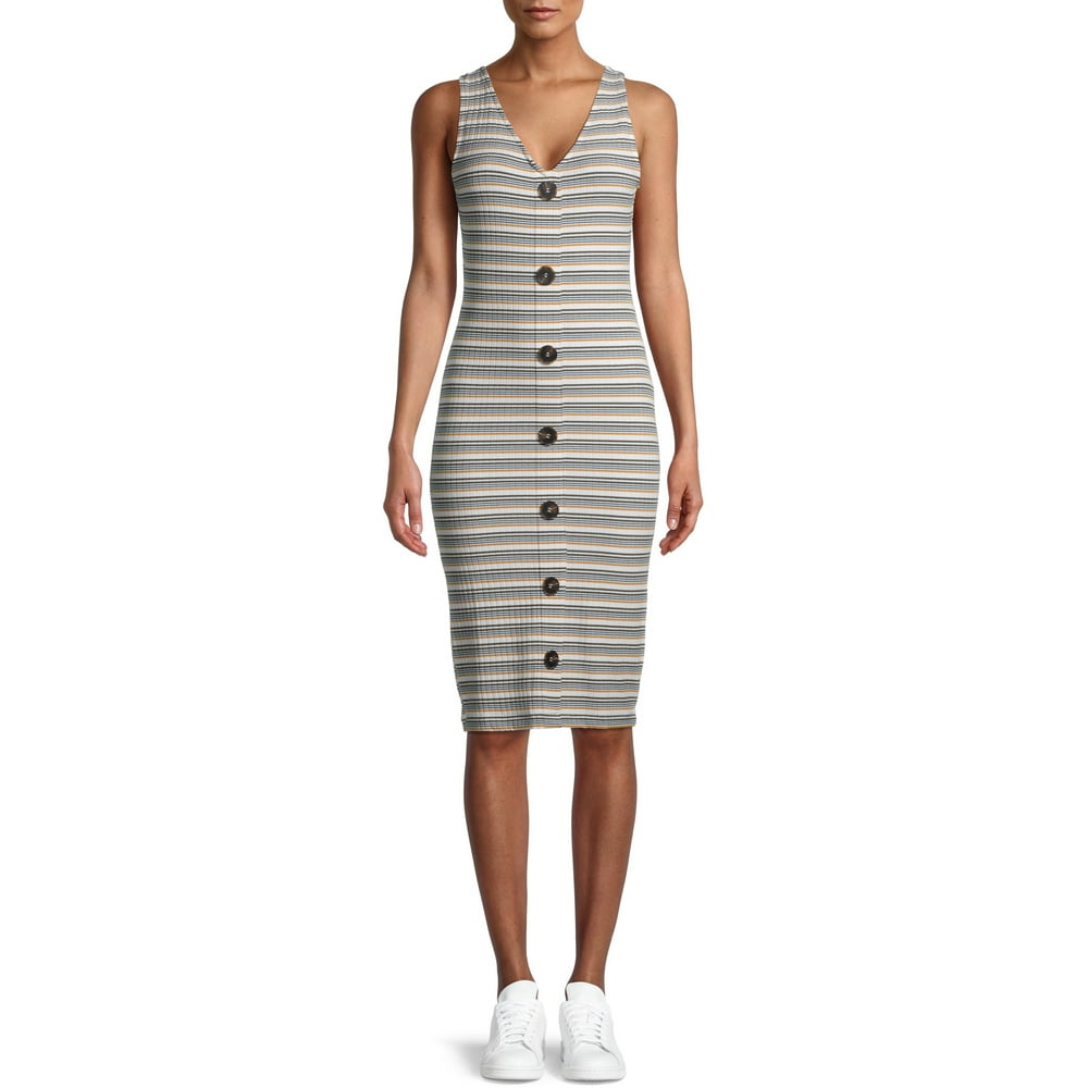 Derek Heart - Derek Heart Juniors' Stripe Rib Midi Dress - Walmart.com ...