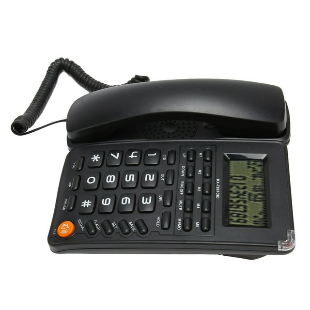 Corded Telephone, 16 Bit Display Screen Environmental Big Button Corded Phone Splitter Interface For Hotel For Bedroom Black