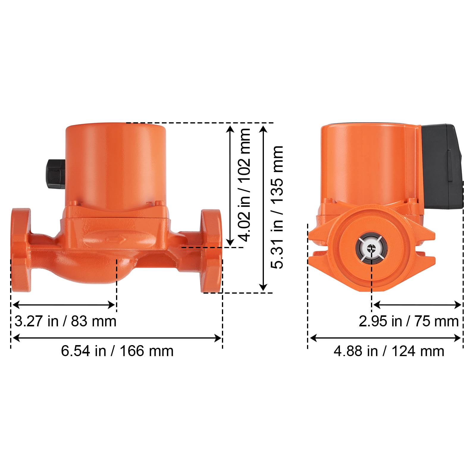 KFFKFF 110V Hot Water Recirculating Pump, 82W 17 GPM Circulation Pump with 1" NPT Flange, 3-Speed Quiet Circulator for Home Water Heating Systems