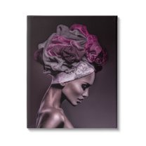 Woman Floral Headwrap Portrait Botanical & Floral Photograph Gallery Wrapped Canvas Print Wall Art
