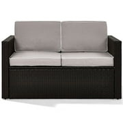 Afuera Living Wicker Patio Loveseat in Brown and Gray