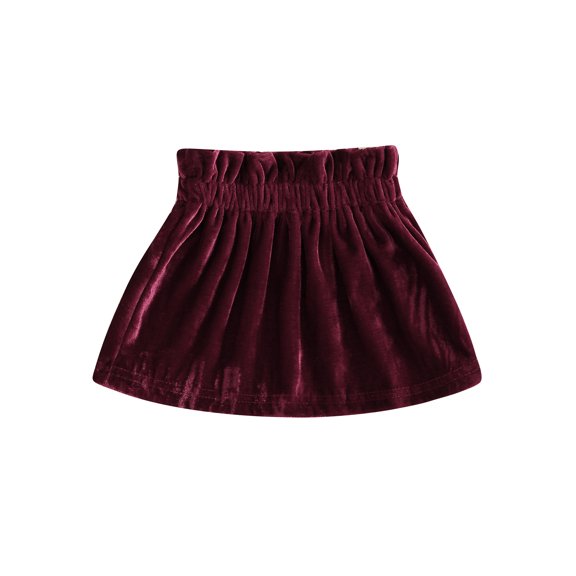 JYYYBF Infant Toddler Baby Girl Pleated Skirt Velvet Waist Mini Skirt Casual Solid Color Fall Party Princess Skirt