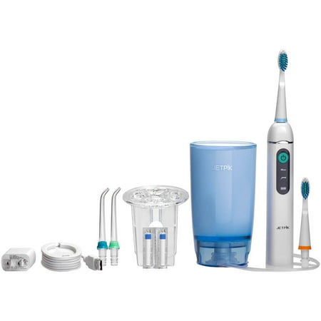 Power Flosser - Jetpik JP200 Home Rechargeable Electric Dental Flosser With Pulsating Floss, Water Jet Power and Sonic Toothbrush