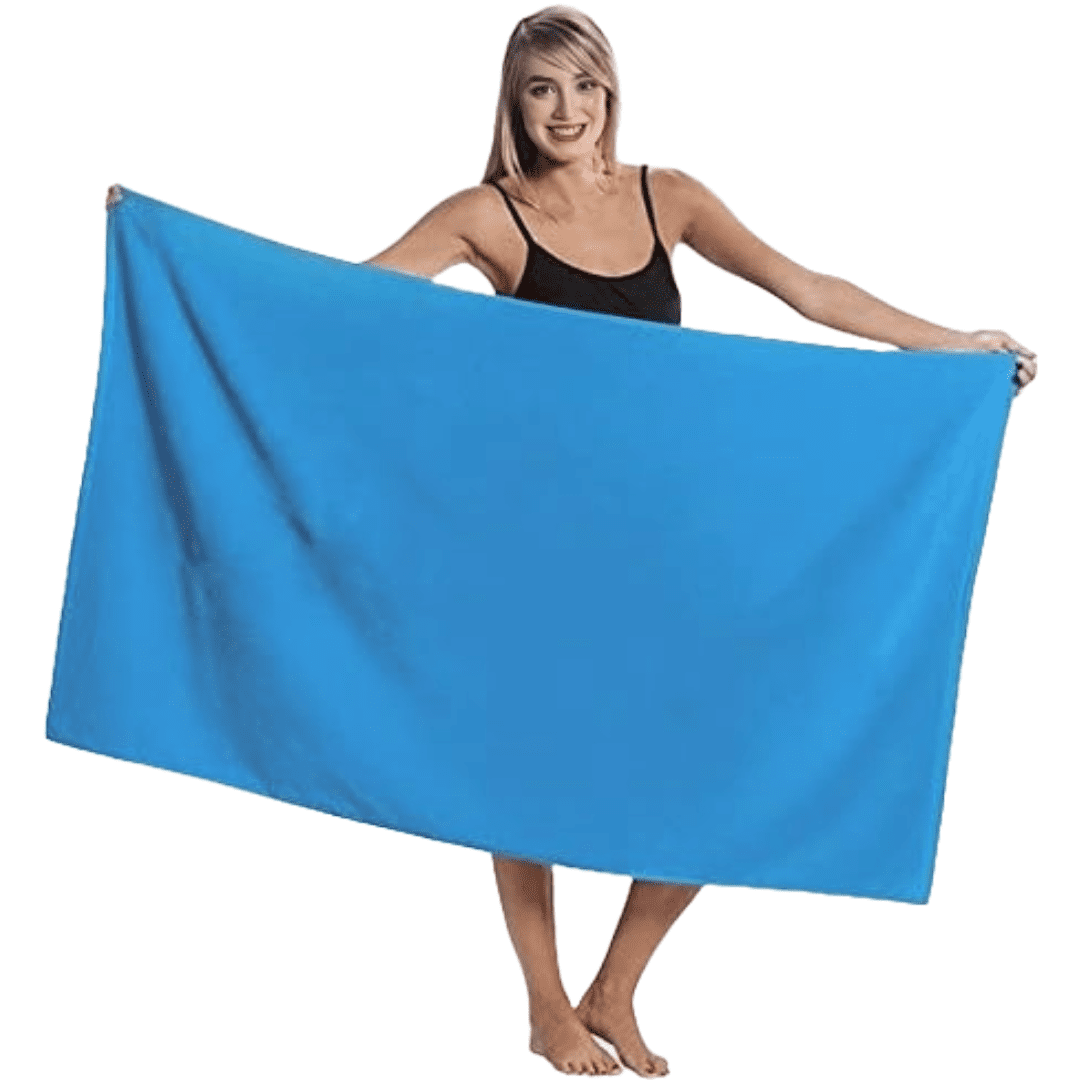 ELEGANI Oversized Large Terry Velour Beach Towel - Aqua Blue - 35” x 60” - 100% Ring Spun Cotton