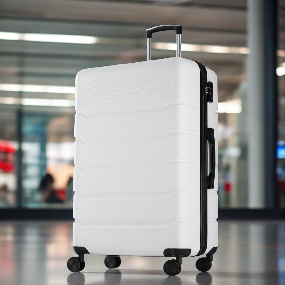 GIANNA 24 Inch Hardside Luggage, Expandable Rolling Luggage with TSA Lock and Spinner Wheels, White