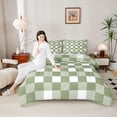thumbnail image 4 of Homewish Geometric Plaid 3-Piece Full Size Comforter Sets For Teens Boys Girls,Green White Bedding Comforter Set,Vintage Aesthetic Lightweight Bedding Sets,Super Cozy Room Decor,Reversible, 4 of 8