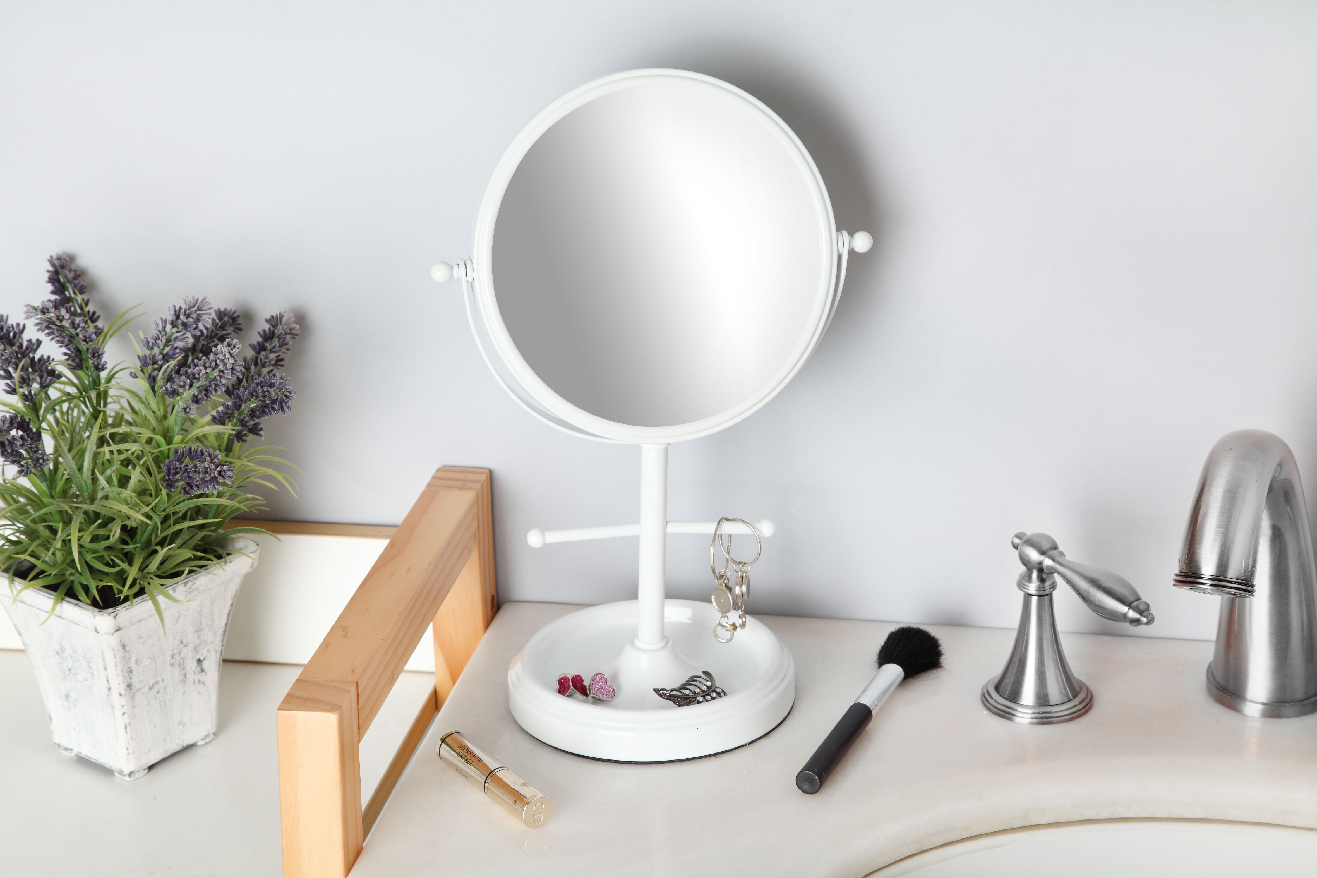 Mainstays Dual Sided Mirror with 3 X Magnification White