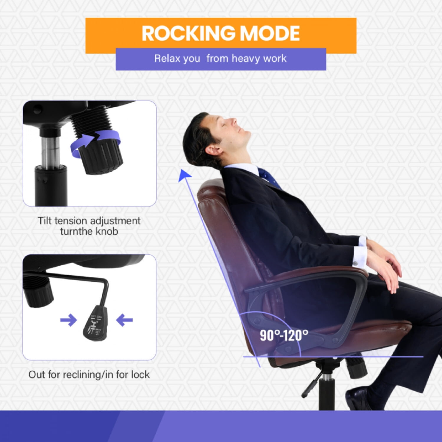 Home Office Chair Ergonomic PU Leather Desk Chair Mid Back, Swivel and Armrests