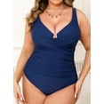 thumbnail image 5 of Cupshe Women's Plus One Piece Swimsuit for Women Ruched Underwire Bathing Suit Curvy Tummy Control Swimwear, Size 00X-3X, 5 of 5