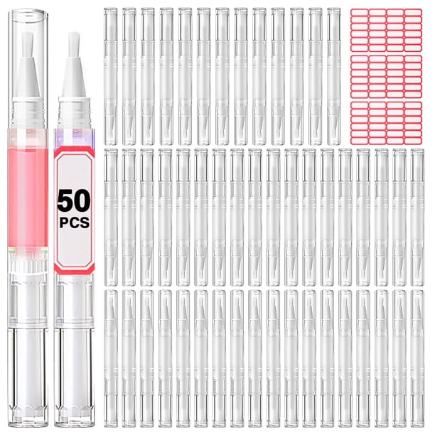 DupakSYS - Bol�grafo de aceite para u�as (50 unidades, 3 ml), transparente, para viaje, con punta de pincel, para aceite de u�as, l�quid