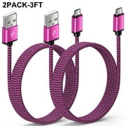 Micro USB Cable,HopePow 2pack 3ft Micro Charger Cable 3 Feet Port Extra Long Charging Cord Nylon Braided High Speed Fast Charging Phone Chargers for Android Charger Cable USB to Micro B for Samsung