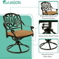 thumbnail image 4 of VIVIJASON 9-Piece Outdoor Dining Set, Cast Aluminum Patio Furniture Table & Chairs Set for 8, Include 94.5" Rectangular Table, 2 Swivel Rocker Chairs, 6 Stationary Chairs, Umbrella Hole, Khaki Cushion, 4 of 6