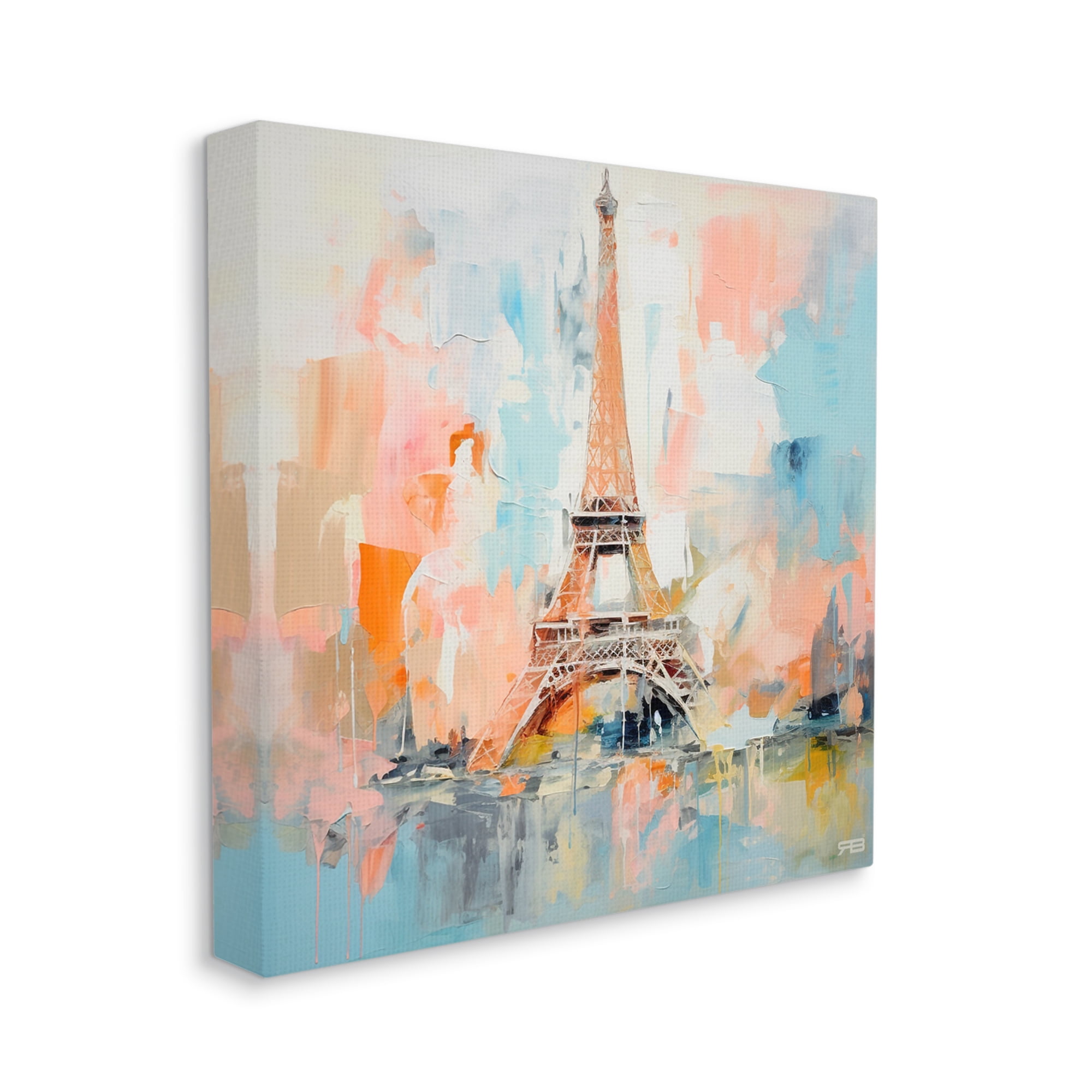 Stupell Industries Abstract Pink Eiffel Tower Abstract Painting Gallery Wrapped Canvas Art Print Wall Art, 30 x 30