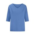 thumbnail image 6 of Nrmvnmi Women's Summer 3/4 Sleeve T-Shirts Casual V Neck Solid Cute Tees Basic Tunic Tops Blouses For Mothers day gifts, 6 of 9