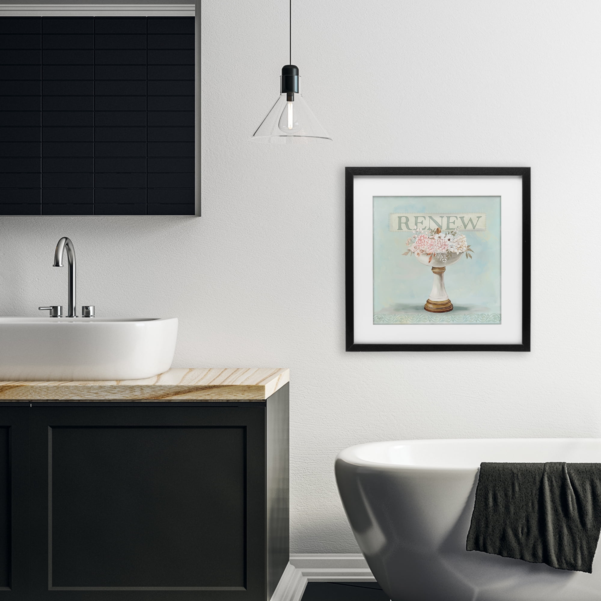 Stupell Industries Renew Floral Sink Black Framed Print Under Glass, design by Mollie B.
