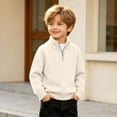 thumbnail image 3 of Qiyinn Boys' Fashion Solid Color Knitted Half Zipper Shoulder Insert Long Sleeve Sweater Half High Collar Top | Kids Boys Girls Casual Top Daily Wear School Comfortable Outfit, 3 of 8