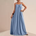 thumbnail image 3 of FRSASU Backless Cami Dresses for Women Sleeveless Solid Color Lounge Dress Spaghetti Strap Flowy Summer Loose Maxi Sundress Sky Blue, 3 of 9
