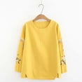 thumbnail image 3 of Womens Oversized Shirts Comfort Cotton Embroidered Long Sleeve Loose Tee Summer Spring Shirts for Women Yellow Xl, 3 of 8