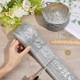 thumbnail image 3 of 2 Rolls 91x3 Inch Peel and Stick Foam 3D Wallpaper Border Self Adhesive Crown Molding Baseboard Trim Flexible Mirror Wall Base Edging Frame Lines for Home DIY Furniture Decor (Silver Gray), 3 of 9