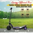 thumbnail image 2 of Razor Power Core E100 Aluminum Deck Electric Scooter, Age 8+, 11 Mph, 60-Min Run, Purple, 2 of 12