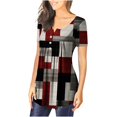 thumbnail image 4 of ICHUANYI Clearance Women's Fashion Printed Loose T-shirt Short Sleeves Blouse Round Neck Casual Tops(Gray, XL) ICHUANYI WER2023080904348, 4 of 7