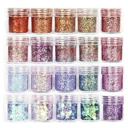 Milue 20 Bottles Flash Glitter Powder UV Epoxy Resin Fillier Resin Shinning Filling