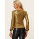 thumbnail image 3 of Camiseta de fiesta Allegra K con cuello redondo y manga de obispo Dorado XS, 3 of 6