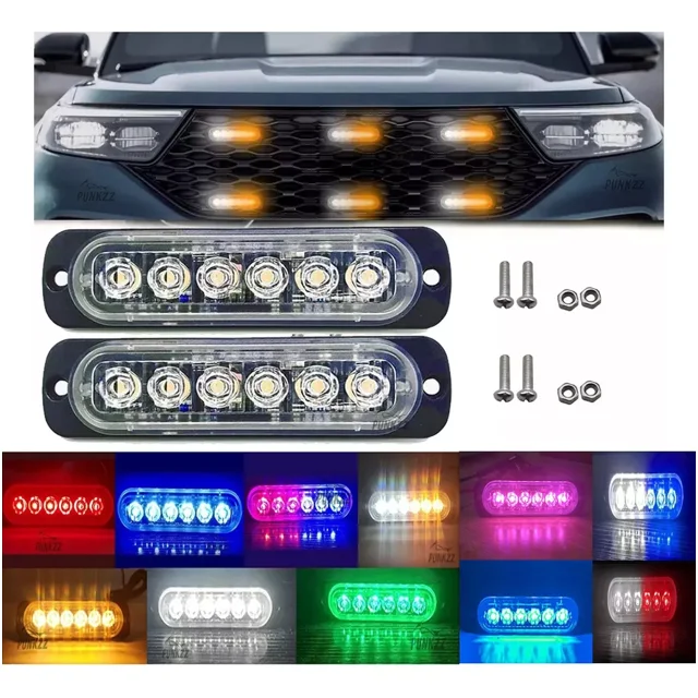 Par Lateral Faro Led Barra Estrobo Patrulla 18 Función Auto