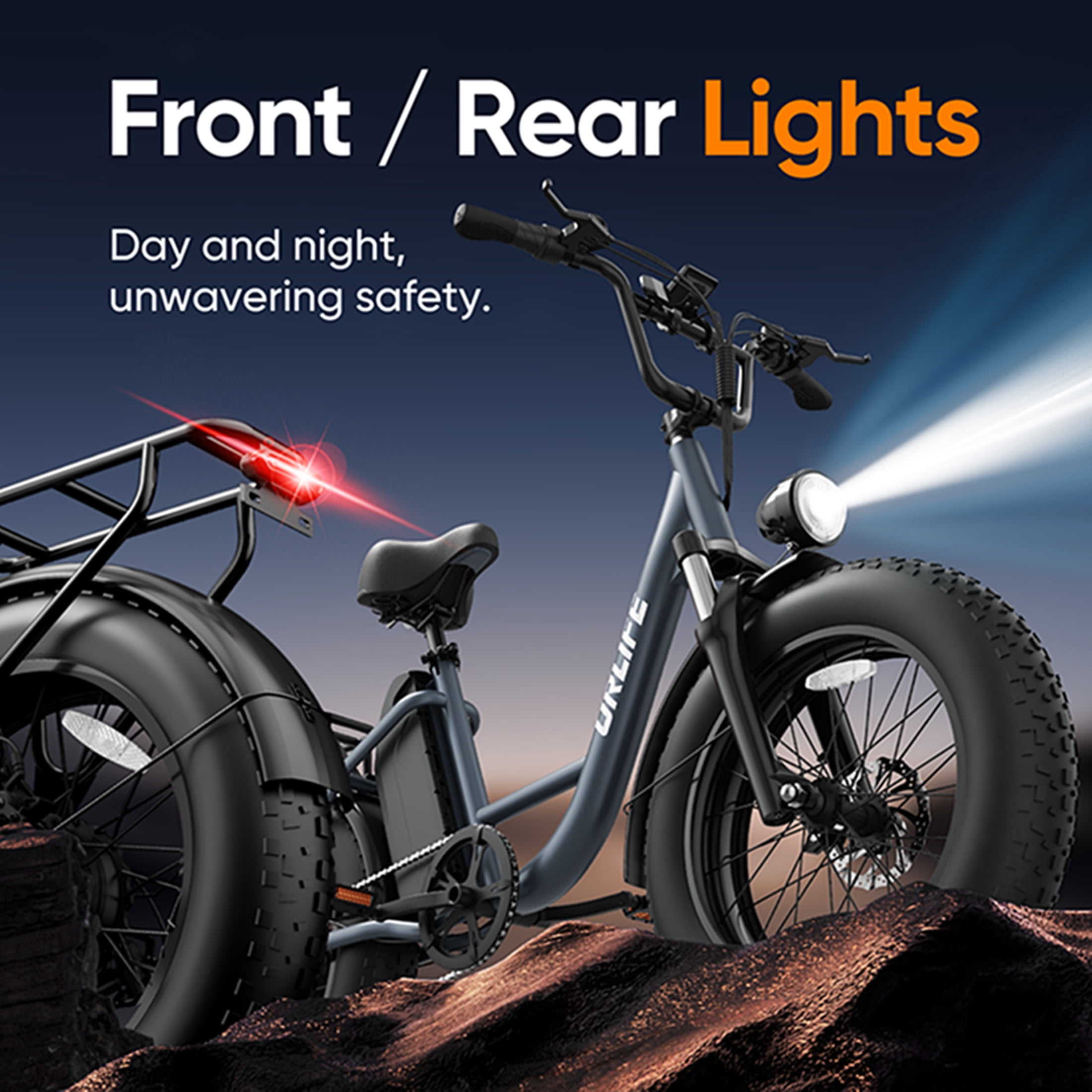 URLIFE 4.0 Fat Tire Ebike,20" Electric Bicycles for Adult,1500W Peak Motor,48V 15.6AH Remobavle Battery,7-Speed Mountain Ebike,UL2849-Black
