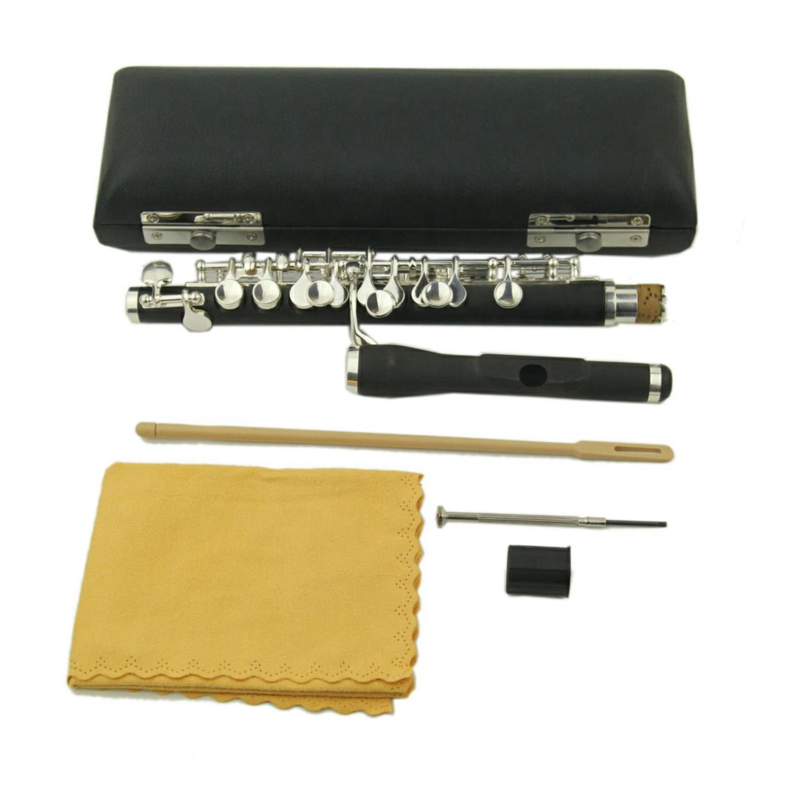 Plated Key of C Piccolo Flute Instruments with Storage Case Cleaning Cloth Screwdriver Cover Student Kids Gifts