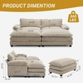 thumbnail image 2 of UBesGoo 90" Oversized Cloud Sofa Bed, Convertible Sleeper Couch Loveseat with Pillow Arms, Double-layered cushioned Sofa with Removable Ottoman, Khaki, 2 of 10