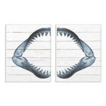 The Kids Room by Stupell Kids Shark Teeth Ocean Animal Textured Wood Design 2pc Wall Plaque Art Set by Daphne Polselli