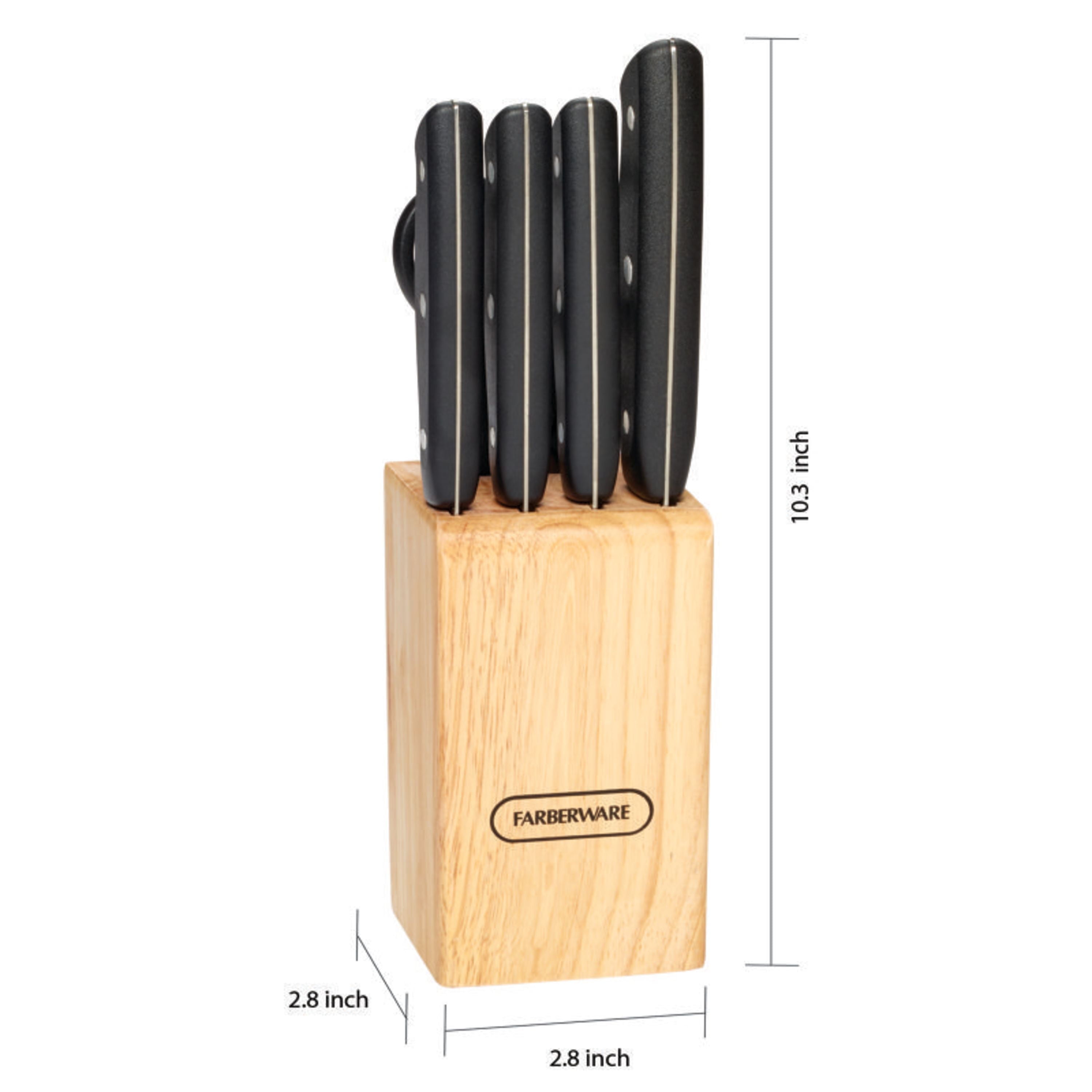 Farberware Classic Stainless Steel 6-Piece Tripe-Riveted Knife Set with Black Handle
