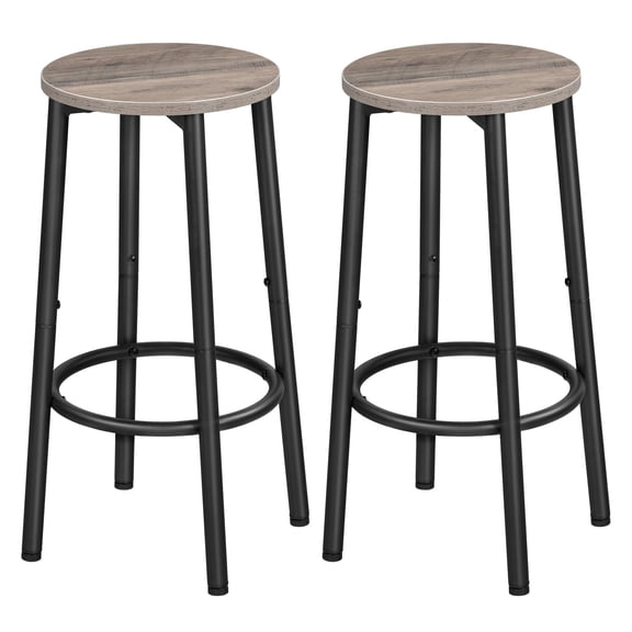 HOOBRO Bar Stools, Set of 2 Bar Chairs, Kitchen Round Height Stools with Footrest, Breakfast Barstools, Sturdy Steel Frame, for Dining Room, Kitchen, Party, Easy Assembly, Greige BG03BY01