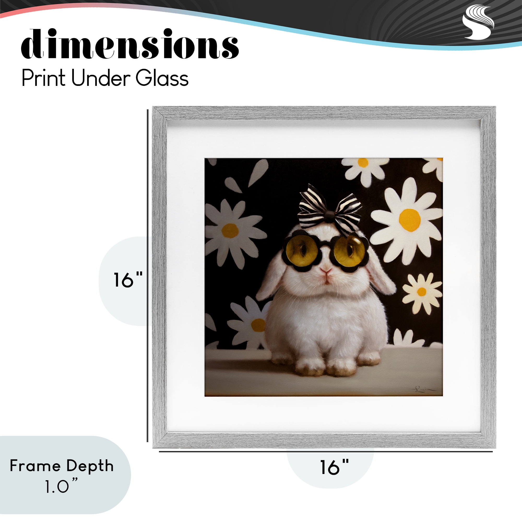 Stupell Industries Boopsie Daisy Bunny Gray Framed Print Under Glass, design by Lucia Heffernan