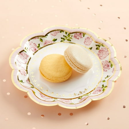 Kate Aspen 32 Pcs Pink Tea Time Whimsy Paper Plates, 7 Inch Heavy Duty Disposable Party Plates, Party Supplies Tableware for Birthday, Wedding, Bridal Shower, Baby Shower, Anniversary Party (Bulk)