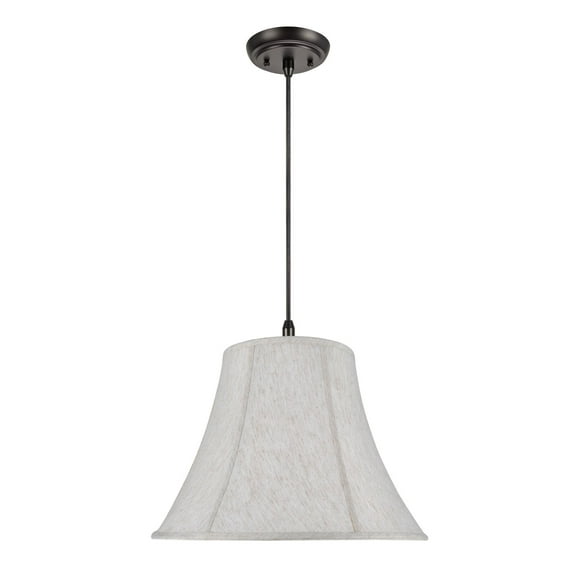Aspen Creative 70026 Two-Light Hanging Pendant Ceiling Light with Transitional Bell Fabric Lamp Shade, Linen White, 18" width
