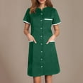 thumbnail image 6 of Nmnitkp Scrub Dress for Women - Fitted Midriff Dress,Women's Solid Color With Pockets Button Splicing Lapel Caregiver Dress Nurse Dress Work Midi Dress, 6 of 6
